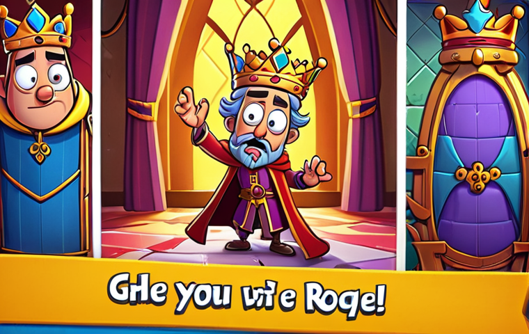 King Robert's Mishap**
* **Keywords:** Royal Match, King Robert, cartoon, humorous situation, puzzle game, mobile game ad.
* **Description:** King Robert, the Royal Match character, is in a comically precarious situation (e.g., about to fall, tangled in something, surprised expression). The image should have a cartoon style, reminiscent of the game's advertising. Bright colors and a playful composition are key. Suggest action and the challenge he's facing.
**