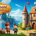 로얄매치 자주 묻는 질문 - A vibrant and colorful mobile game scene showcasing a puzzle board from Royal Match, filled with spe...