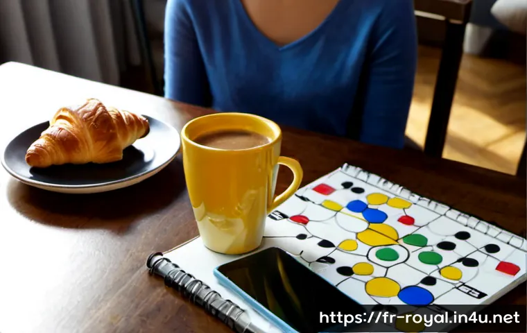 로얄매치 타일 제거 전략 - Photorealistic overhead view of a relaxed French woman at a sunlit Paris apartment table, strategica...