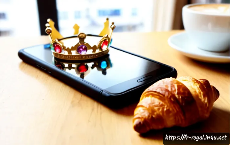 로얄매치 업데이트 예상 - Photorealistic close-up of a smartphone on a tidy Paris apartment coffee table, screen showing a gen...